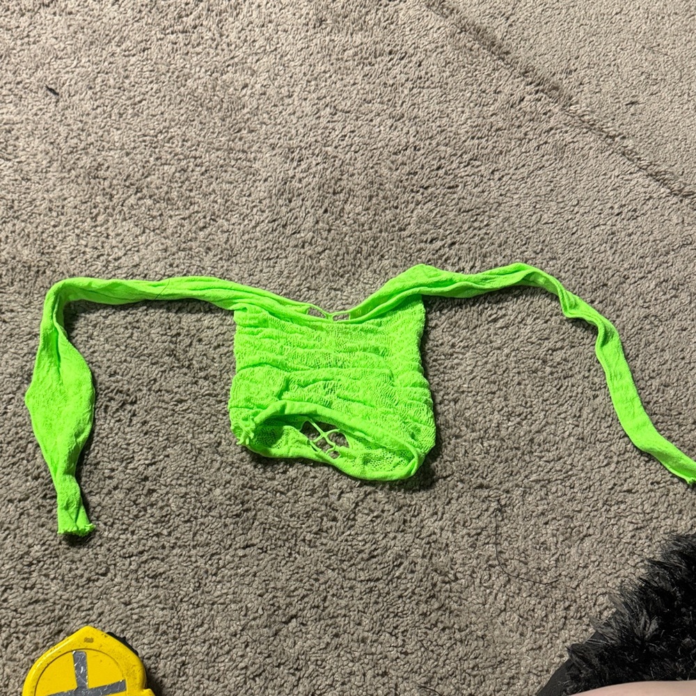 Neon Green Lace-Up Top